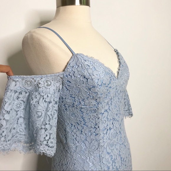 Bardot Karlie Lace Dress Sky Blue Cold Shoulder 8 - Picture 5 of 8